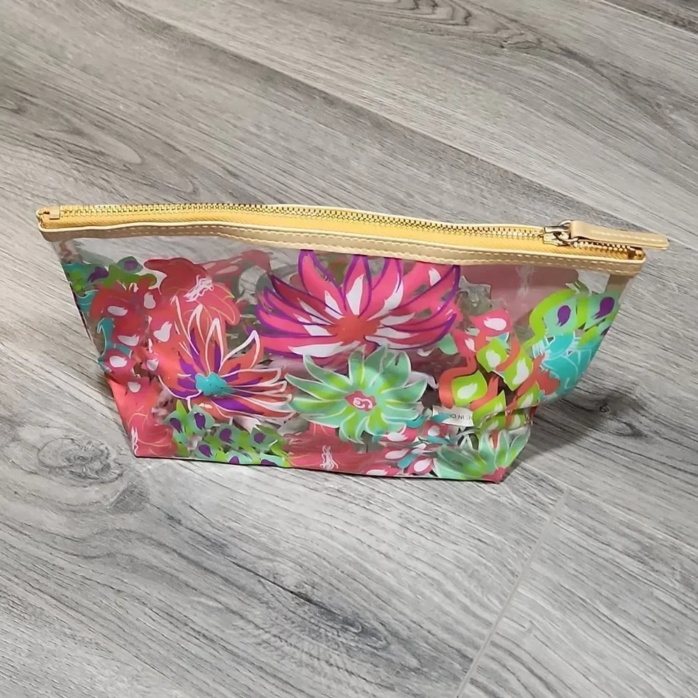 NWOT Simply Southern Clear Floral Travel Clutch Makeup Bag